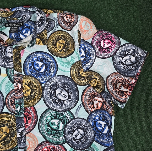 Red Ape | MCMXXXIII Medusa Coin Flip Button Down Mens Shirt - Plus SIZE 4x - Picture 9 of 16